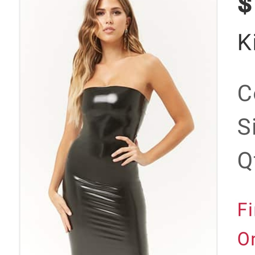 Kikiriki Faux Patent Leather Tube Dress